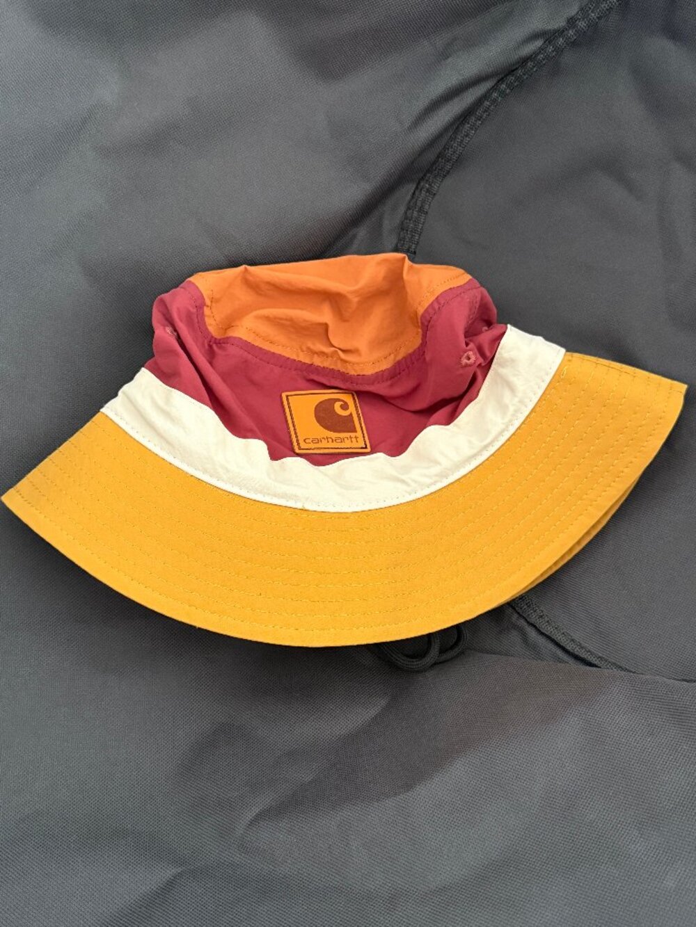 Carhartt Colorblock Bucket Hat — Burgundy Orange Mustard Yellow